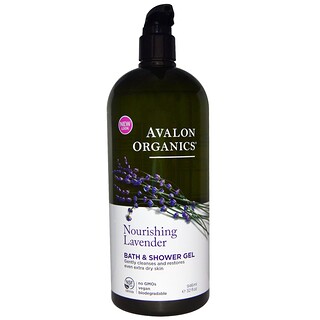 Avalon Organics, جل استحمام بخلاصة نبات الخزامى المغذي للبشرة، 32 أونصة سائلة (946 مل)