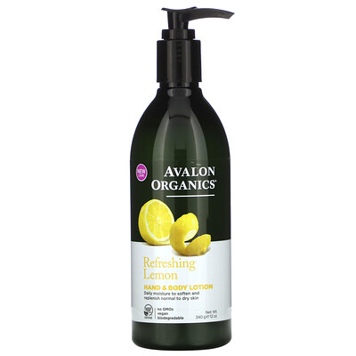 Avalon Organics Hand & Body Lotion, Refreshing Lemon, 12 oz (340 ml)