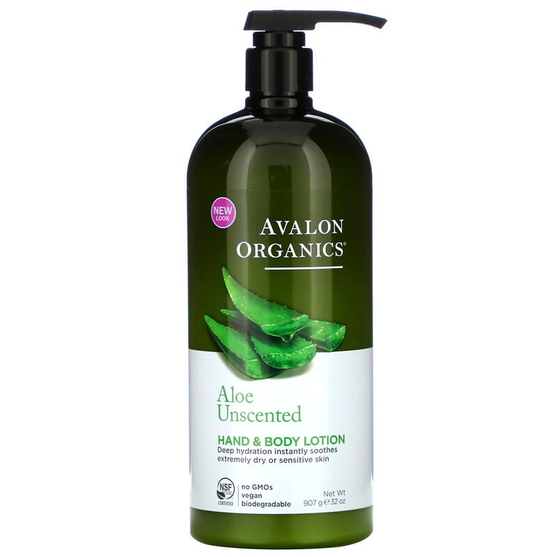 Avalon Organics, Käte- ja kehakreem, lõhnatu aaloe, 90 oz (32 oz)