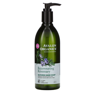 Avalon Organics Glycerin Hand Soap, Rejuvenating Rosemary, 12 fl oz (355 ml)