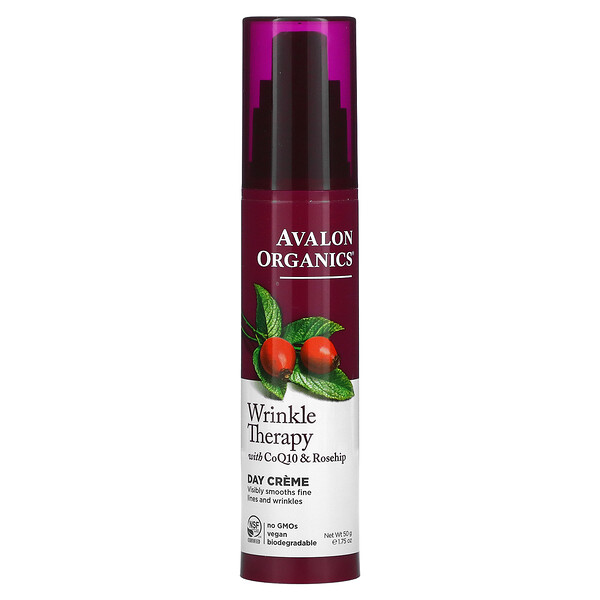 Avalon Organics, Wrinkle Therapy with CoQ10 & Rosehip, Day Creme, 1.75 oz (50 g)