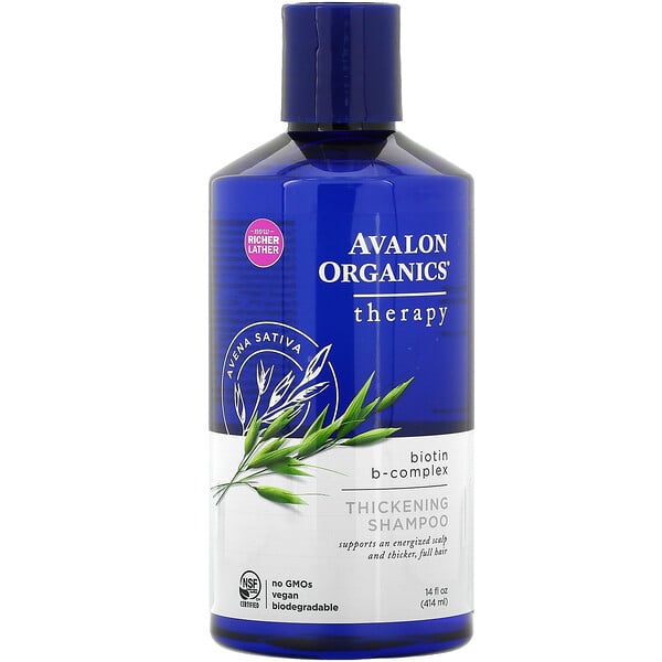 Avalon Organics‏, שמפו מעבה, טיפול עם ביוטין B קומפלקס, 414 מ"ל (14 אונקיות נוזל)