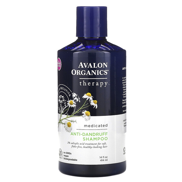 Avalon Organics‏, שמפו נגד קשקשים, בתוספת קמומילה רקיטיטה, 414 מ"ל (14 אונקיות נוזל)