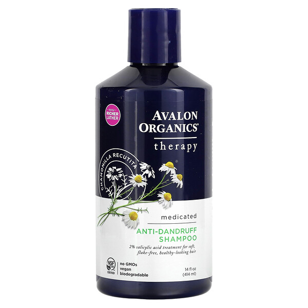 Avalon Organics‏, שמפו נגד קשקשים, בתוספת קמומילה רקיטיטה, 414 מ"ל (14 אונקיות נוזל)