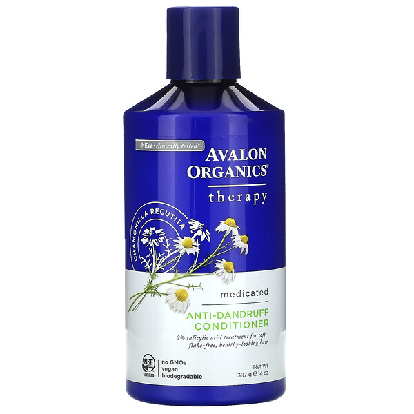 Avalon Organics‏, מרכך נגד קשקשים, בתוספת קמומילה רקיטיטה, 397 מ"ל (14 אונקיות נוזל)