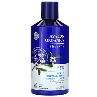 Avalon Organics, Acondicionador Para El Mejoramiento de el Cuero Cabelludo, Terapia con árbol de Té y Menta, 14 oz (397 g)