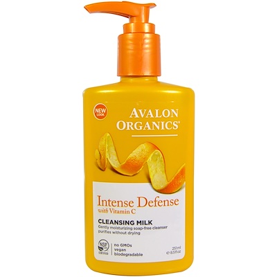 Avalon Organics 維C成份起到深層防禦作用,清潔乳,8.5液量盎司(251毫升)