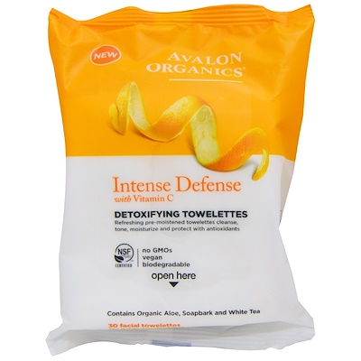 Avalon Organics 強力防禦,排毒小毛巾,含維他命C,30面部紙巾