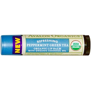 Avalon Organics, Органический бальзам для губ, мята и зеленый чай, 0,15 унции (4,2 г)