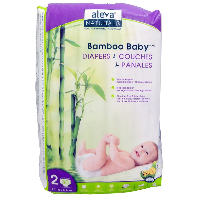 Aleva Naturals, Bamboo Baby Diapers, Size 2, 617 lbs (3.8 kg), 30