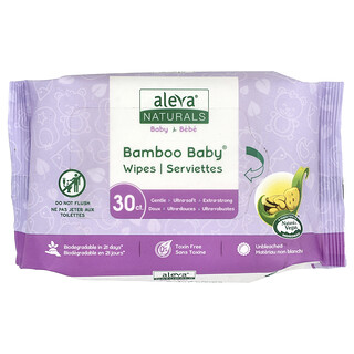 Aleva Naturals, Bamboo Baby®, Toallitas húmedas, 30 toallitas