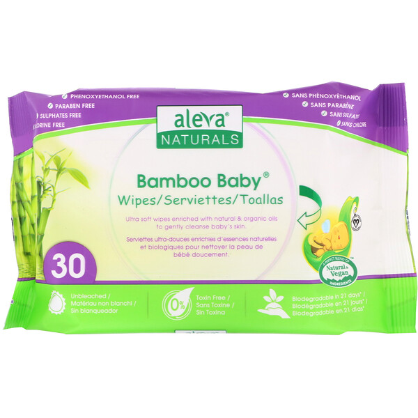 Bamboo Baby Wipes, 30 Wipes