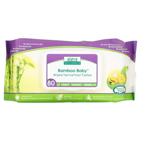 Bamboo Baby Wipes, 80 Wipes