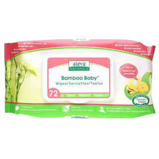 Aleva Naturals, Tisu Bayi Bambu, Sangat Sensitif, 72 Tisu