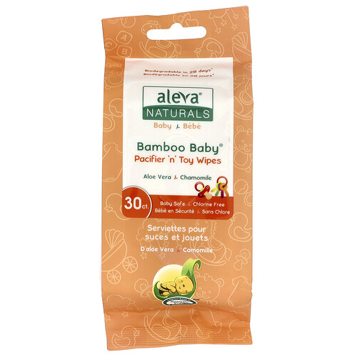 Aleva Naturals, Bamboo Baby® Salviette Ciuccio e Giocattoli, 30 salviette