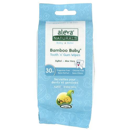 Aleva Naturals, Bamboo Baby®, șervețele pentru dinți și gingii, fără parfum, 30 de șervețele