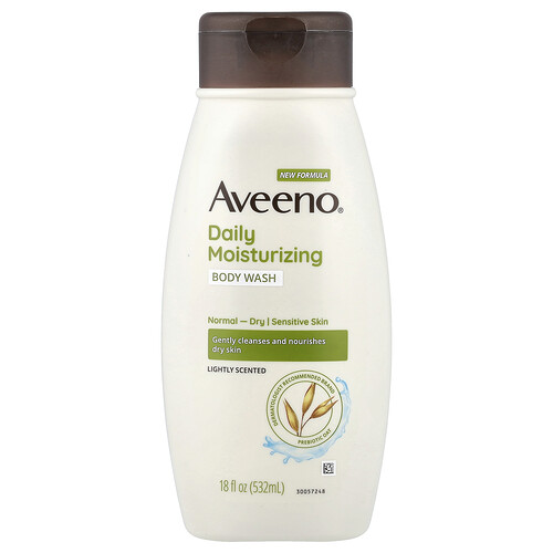 Aveeno, Daily Moisturizing Body Wash, feuchtigkeitsspendendes Duschgel für normale bis trockene, empfindliche Haut, leichter Duft, 532 ml (18 fl. oz.)