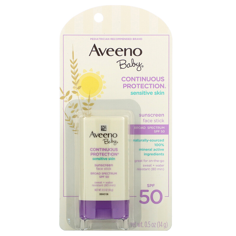Aveeno, Baby, Continuous Protection, Sensitive Skin, Face Stick
