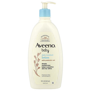 Aveeno, детский увлажняющий лосьон для ежедневного применения с пребиотиком овсом, без отдушки, 532 мл (18 жидк. унций)