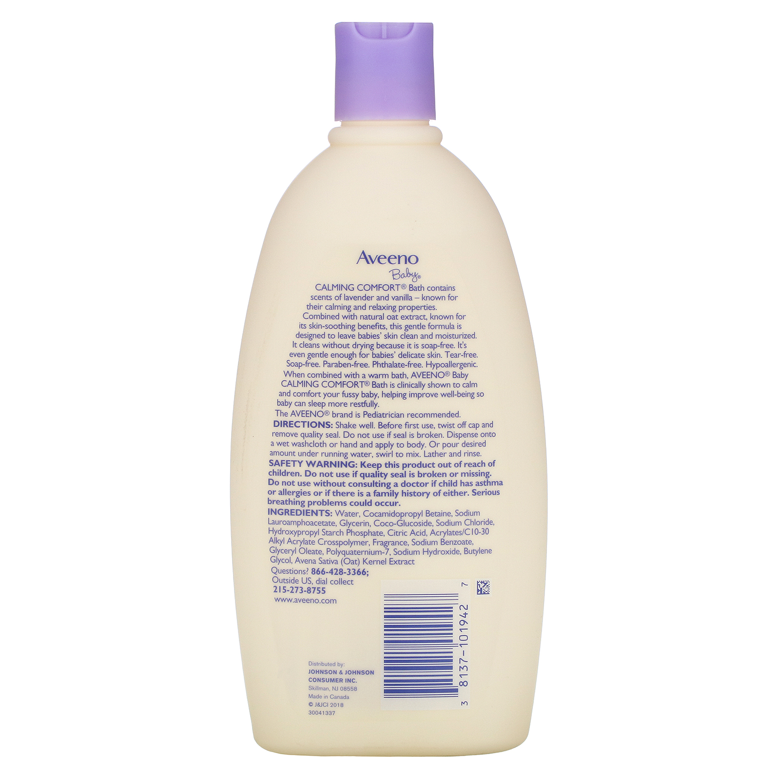 Aveeno, Baby, Calming Comfort Bath, Lavender & Vanilla, 18 fl oz (532