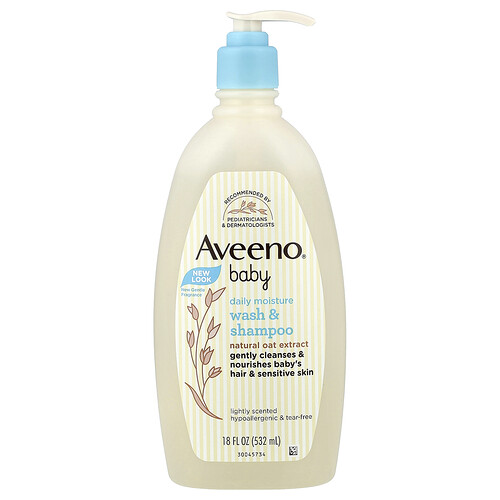Aveeno, Baby, Daily Moisture Wash und Shampoo für Babys, Leicht duftend, 532 ml (18 fl. oz.)