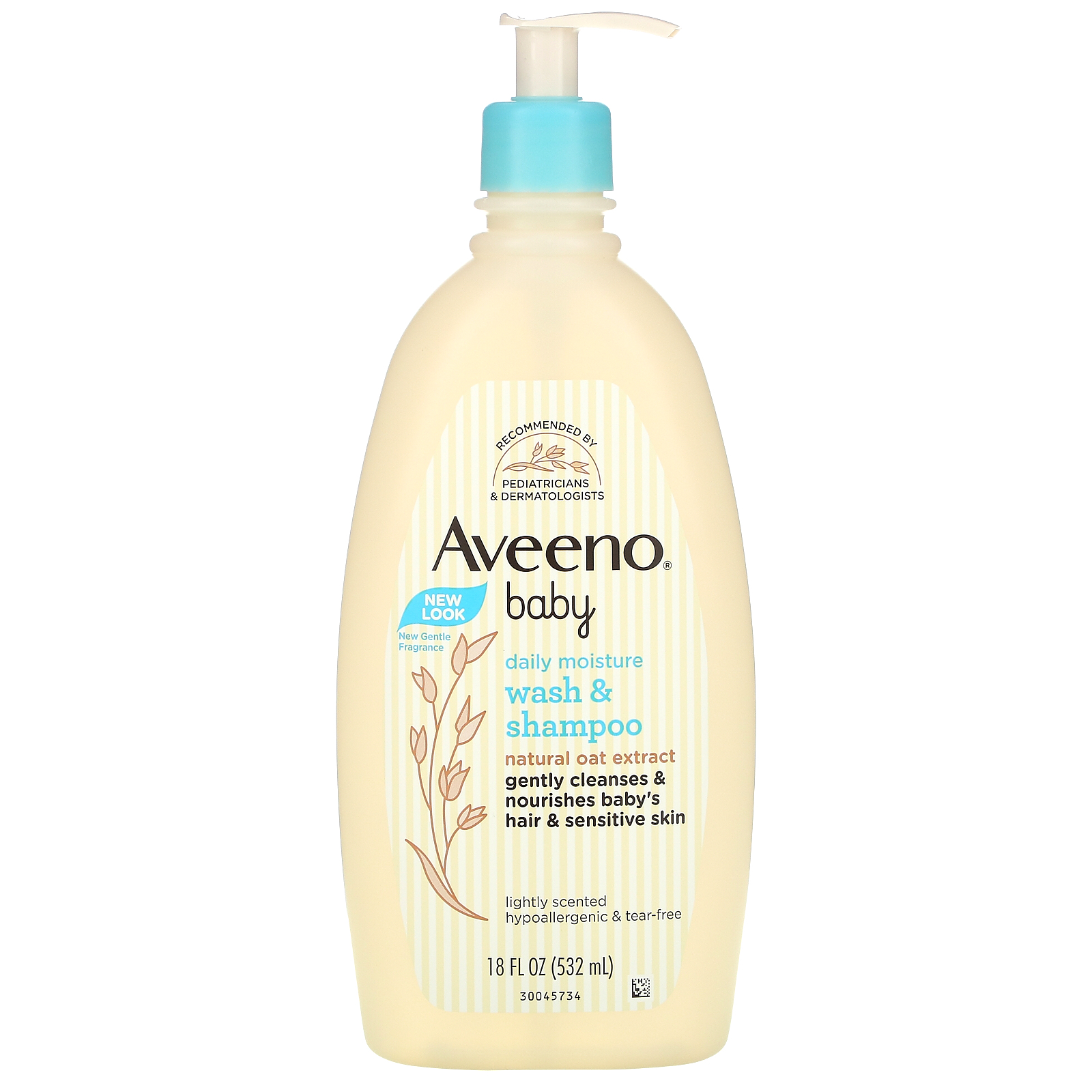 iHerb 洗浴用品 Aveeno, 嬰兒，沐浴露及洗髮水，淡香，18液量盎司（532毫升）