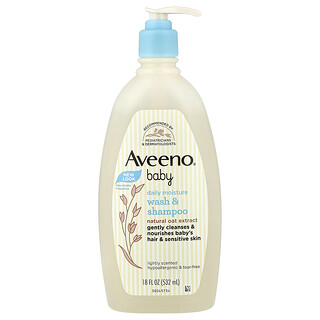 Aveeno, Baby, Daily Moisture Wash & Shampoo, Lightly Scented, 18 fl oz (532 ml)