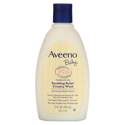 Aveeno Сливочное средство для мытья для малышей «Успокаивающее облегчение», без отдушки, 12 жидк. унц. (354 мл)