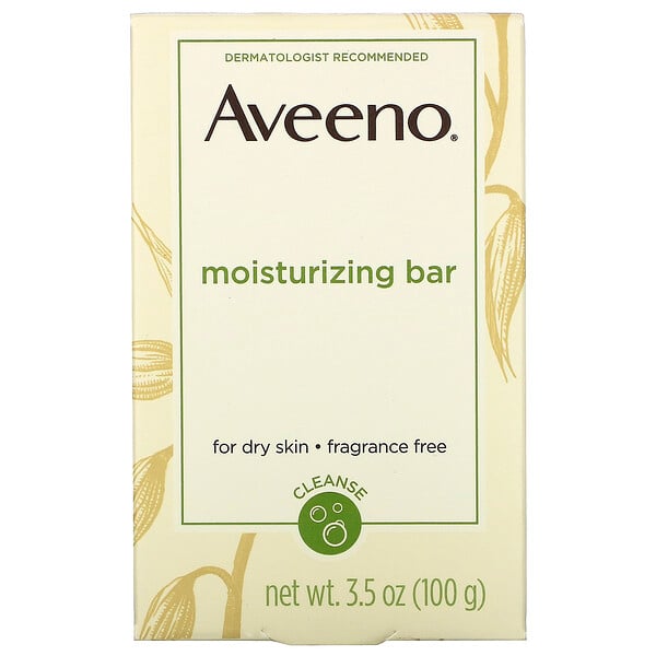 Aveeno, 栄養豊富なオート麦配合モイスチャライジングバー、無香料、100g（3.5オンス）