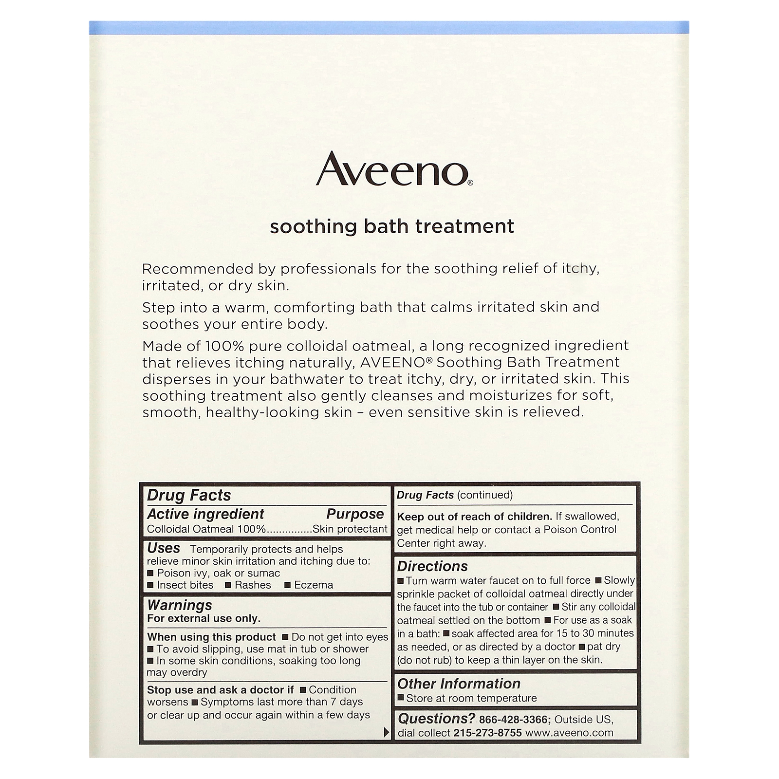 Aveeno, Active Naturals, Soothing Bath Treatment, 무향, 일회용 패키지 8개입, 각 1.5oz (42 g).