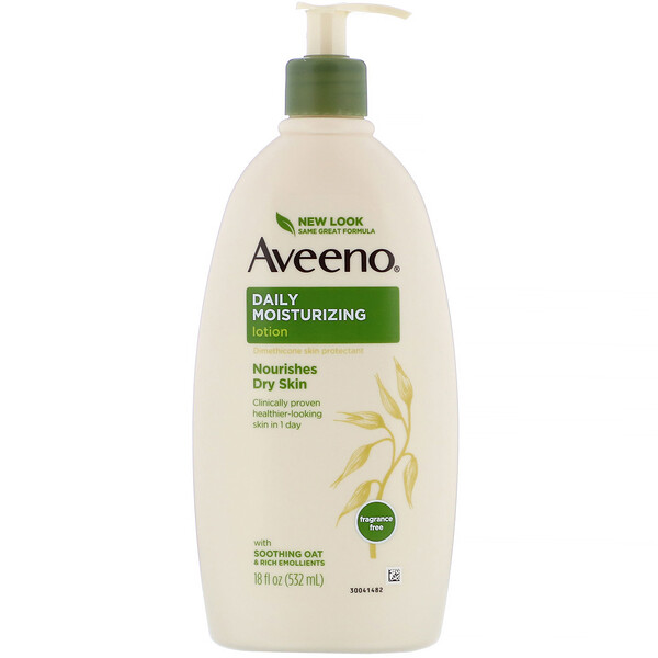 Aveeno, Daily Moisturizing Lotion, Fragrance Free, 18 fl oz (532 ml) iHerb