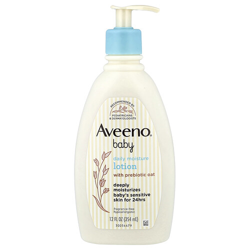 Aveeno, Baby, Daily Moisture Lotion with Prebiotic Oat, Feuchtigkeitslotion mit präbiotischem Hafer für Babys, ohne Duftstoffe, 354 ml (12 fl. oz.)