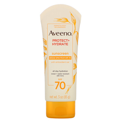 Aveeno Active Naturals, Protect + Hydrate, солнцезащитный лосьон, SPF 70, 85 г (3 унции)