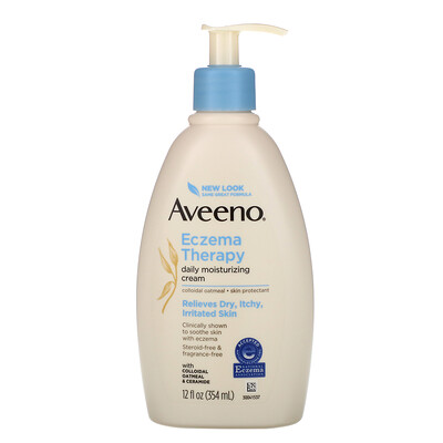 Aveeno Eczema Therapy, Moisturizing Cream, Fragrance Free, 12 fl oz (354 ml)