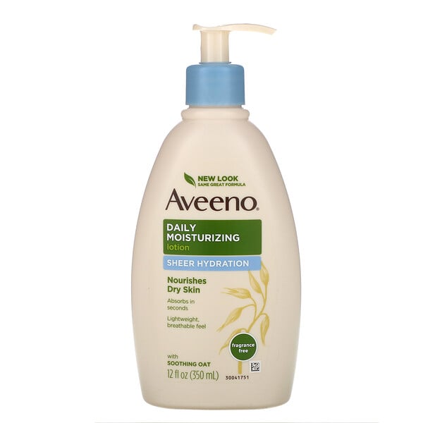 Aveeno‏, Active Naturals, Daily Moisturizing Lotion, Sheer Hydration, Fragrance Free, 12 fl oz (350 ml)