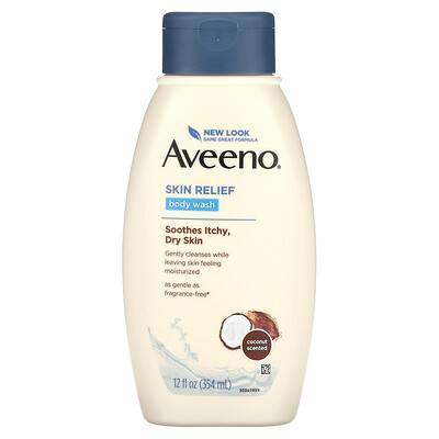 

Aveeno Skin Relief, гель для душа с мягким ароматом, питательный кокос, 354 мл (12 жидк. Унций)