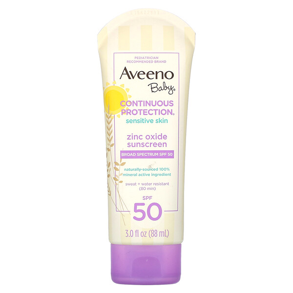 Aveeno, Baby, Zinc Oxide Sunscreen, SPF 50, FragranceFree, 3 fl oz (88 ml)
