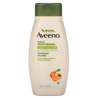 Aveeno Природные активные компоненты, увлажняющий гель для душа с йогуртом для ежедневного использования, абрикосово-медовый, 18 жидких унций (532 мл)