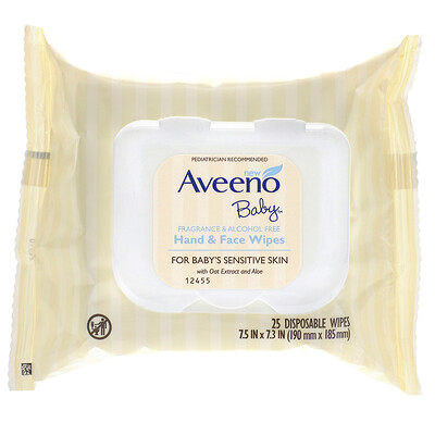 Aveeno Салфетки для рук и лица для малышей, 25 одноразовых салфеток
