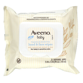 Aveeno, Baby-Hand- und Gesichtstücher, 25 Einweg-Tücher