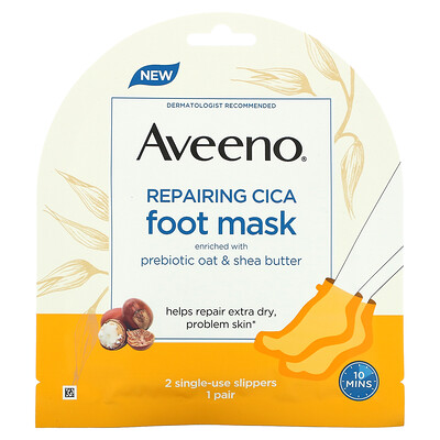 

Aveeno восстанавливающая маска для ног с готу колой, 2 одноразовых носочка