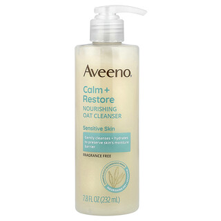 Aveeno, Calm + Restore, Agente de limpieza nutritivo con avena, Piel sensible, Sin fragancia, 232 ml (7,8 oz. líq.)