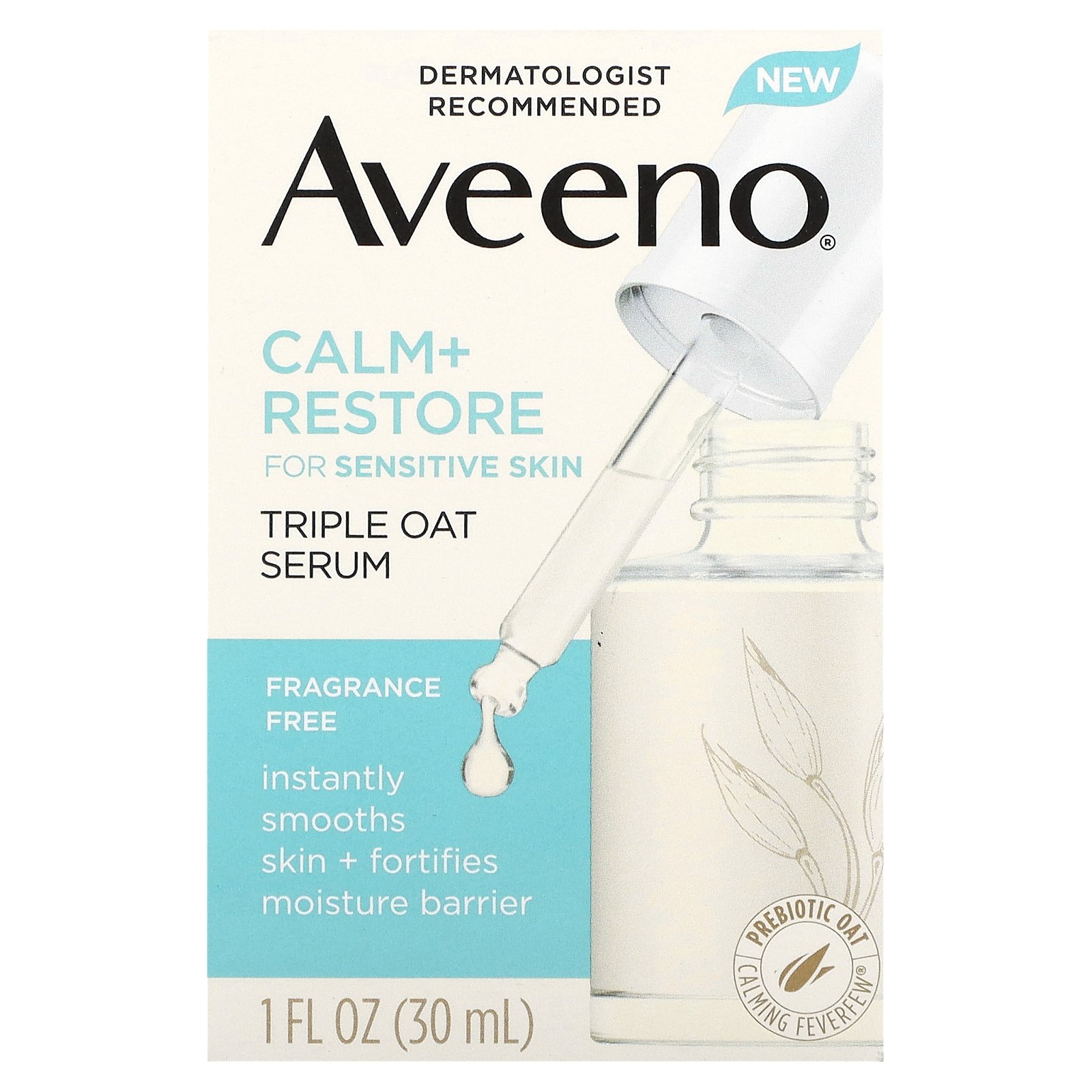 Aveeno, Calm + Restore, For Sensitive Skin, Triple Oat Serum, 1 fl oz ...