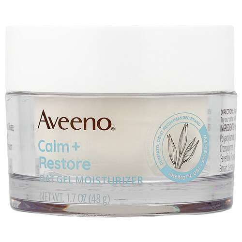 Aveeno Calm + Restore, Oat Gel Moisturizer, Sensitive Skin, Fragrance Free, 1.7 oz (48 g)