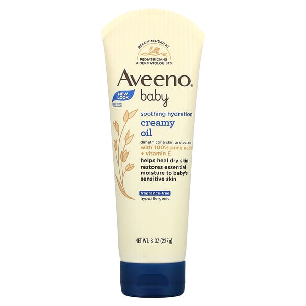 Aveeno‏, שמן קרמי להרגעה והוספת לחות לעור התינוק, ללא בישום, 227 גרם (8 אונקיות)