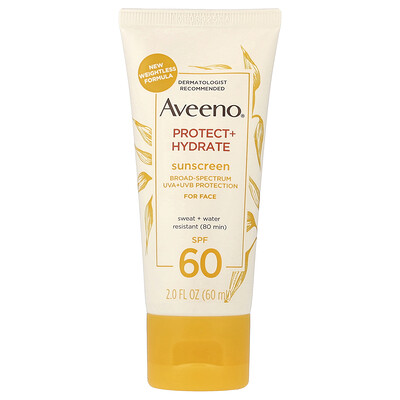 Product Image for Aveeno, Protect + Hydrate, Sunscreen, For Face, SPF 60, 2 fl oz (60 ml)