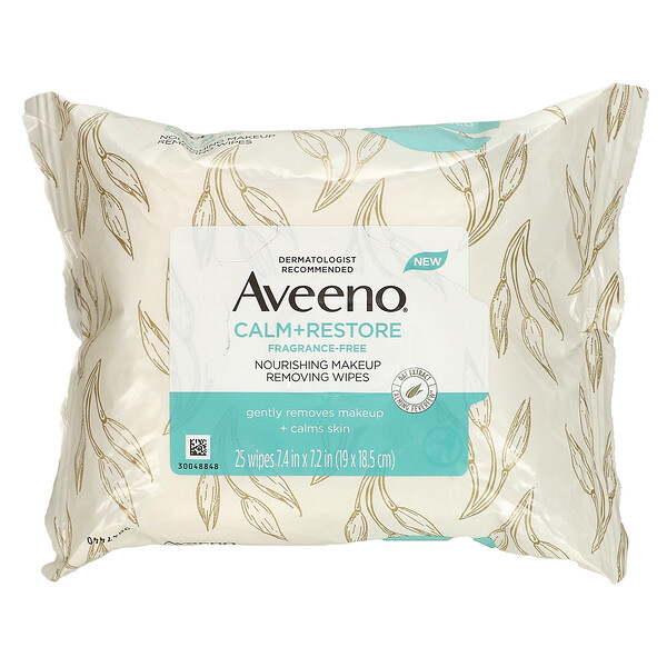 Aveeno, 舒缓修复，滋养卸妆湿巾，无香味，25 片湿巾