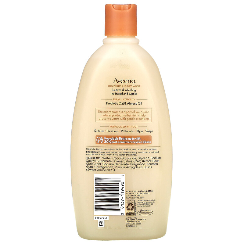 Aveeno, Nourishing Body Wash, Prebiotic Oat + Almond Oil, 18 fl oz (532 ml)
