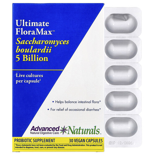 Advanced Naturals Ultimate FloraMax™, Saccharomyces Boulardii, 5 Billion, 30 Vegan Capsules