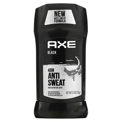 Axe 48H, антиперспирант против пота, черный, 76 г (2,7 унции)